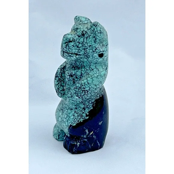 Natural Turquoise Smooth Round Beads 10mm 68 Beads + Zuni Carved Bear - Picture 7 of 12